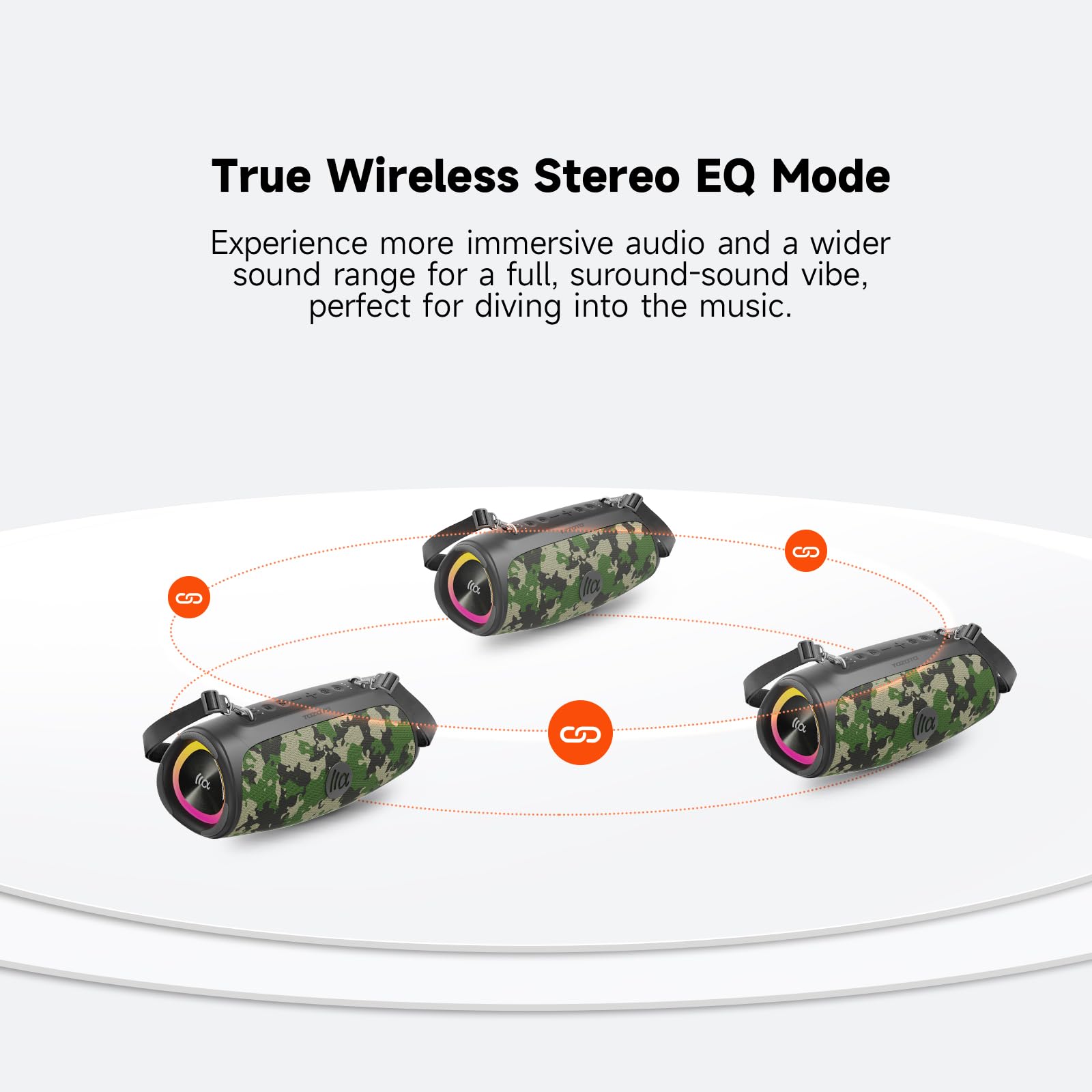 TAZATA - Altoparlante Bluetooth portatile da 60 W RMS, subwoofer da 90 W di picco alto, stereo wireless con suono HD, tempo di riproduzione 8H IPX7 impermeabile per feste in spiaggia (CAMO-60 W RMS/90