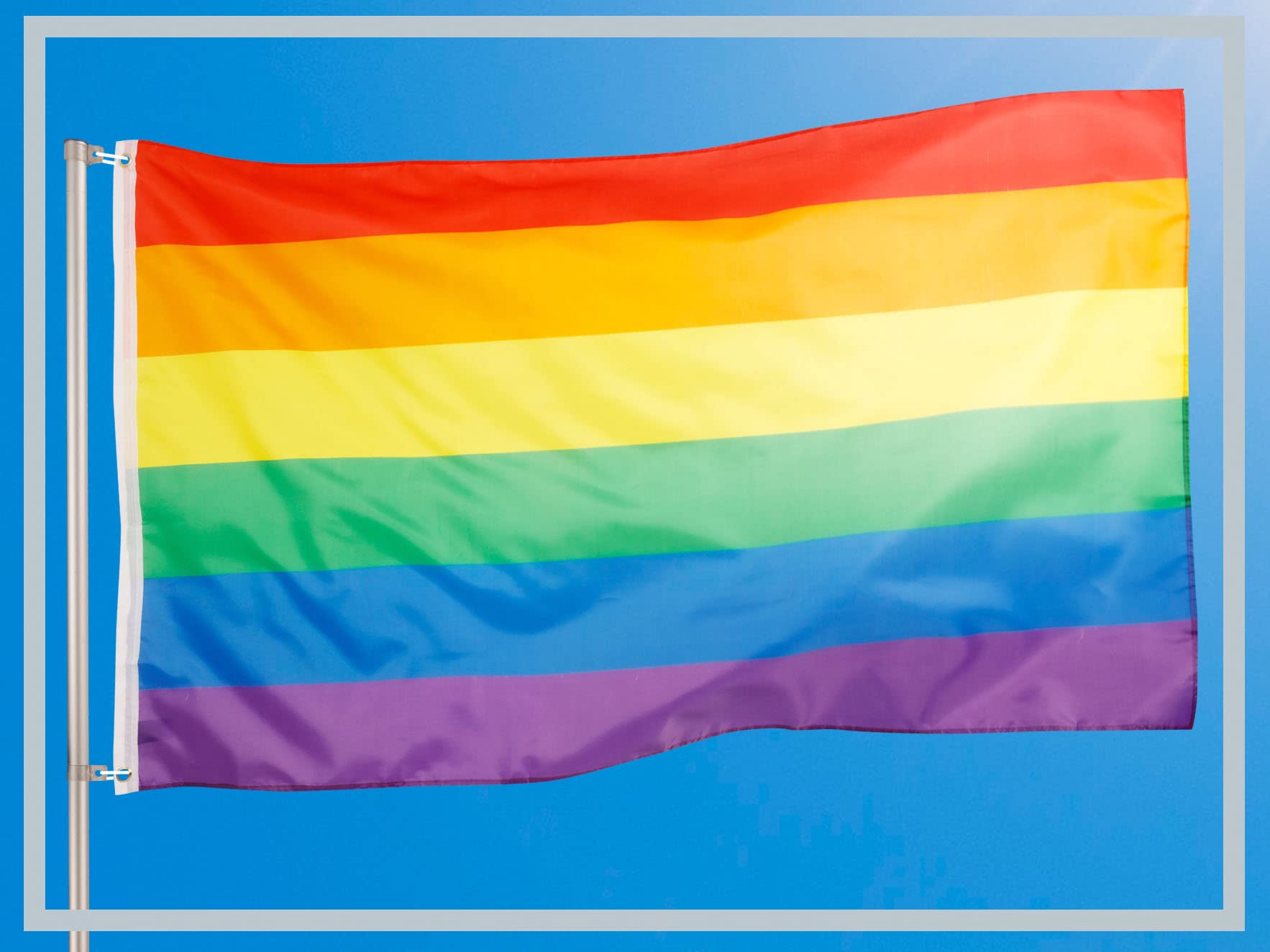 ARICONA FLAGS Rainbow flag - Pride flag 3x5ft with brass eyelets - weatherproof LGBT flag for flagpole - 100% polyester - 90x150cm - Image 2