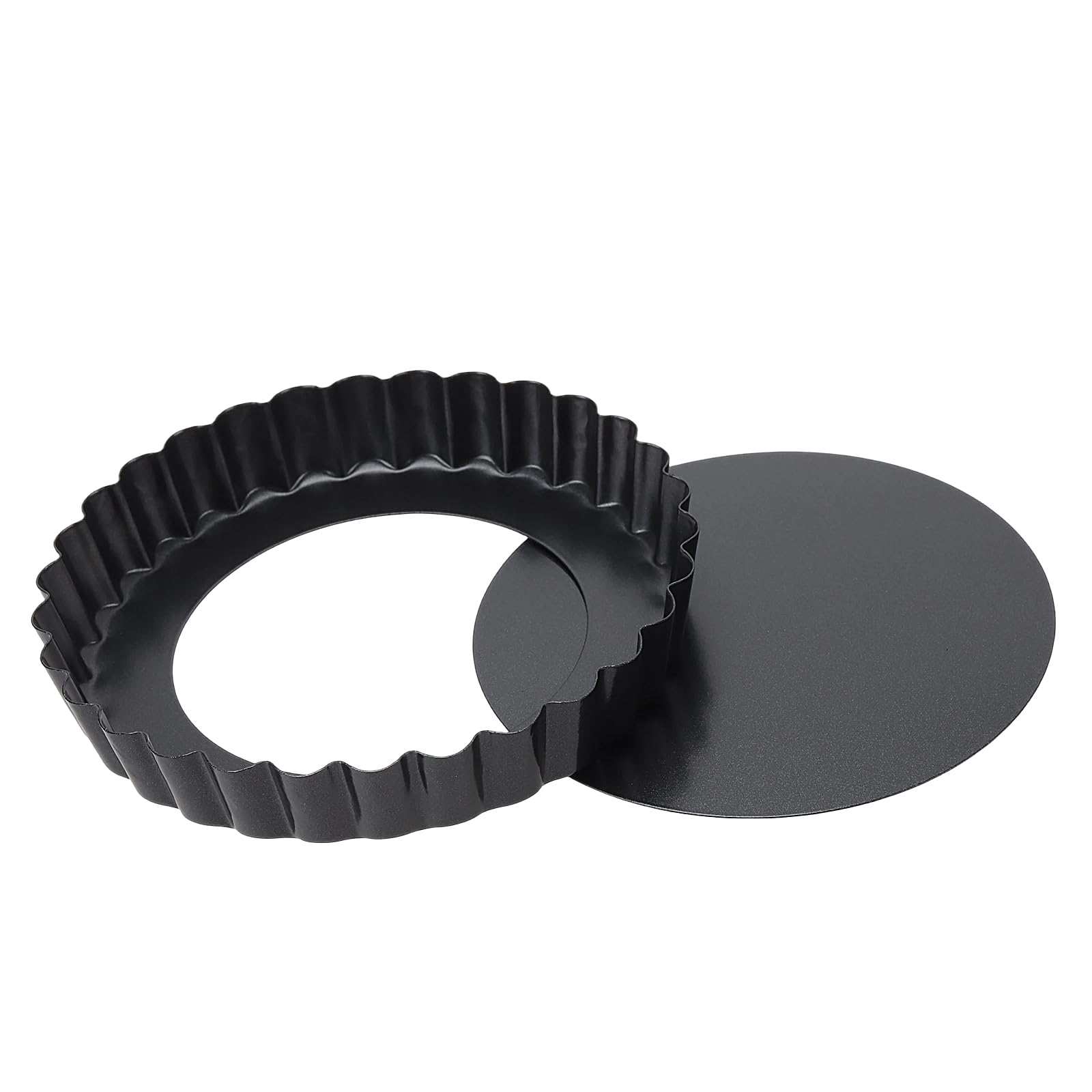 JEUIHAU 16 mini teglie da 12 cm, antiaderenti in acciaio al carbonio con base allentata, teglie rotonde scanalate per cuocere quiche, flan, cheesecake