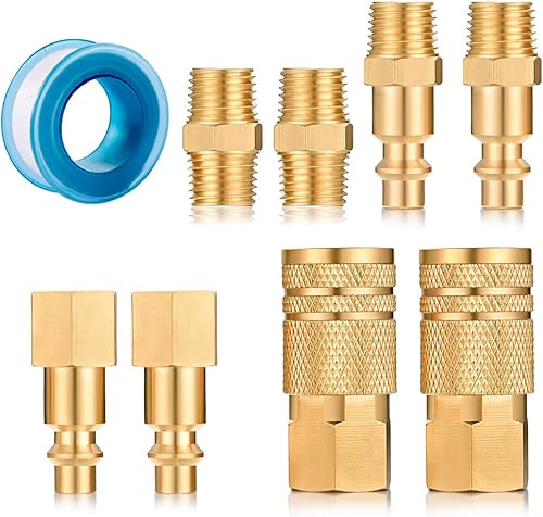 Kit de acoplador de aire y enchufe, accesorios de aire de conector rápido, accesorio de manguera de aire industrial NPT de 14 de pulgada (8 piezas)