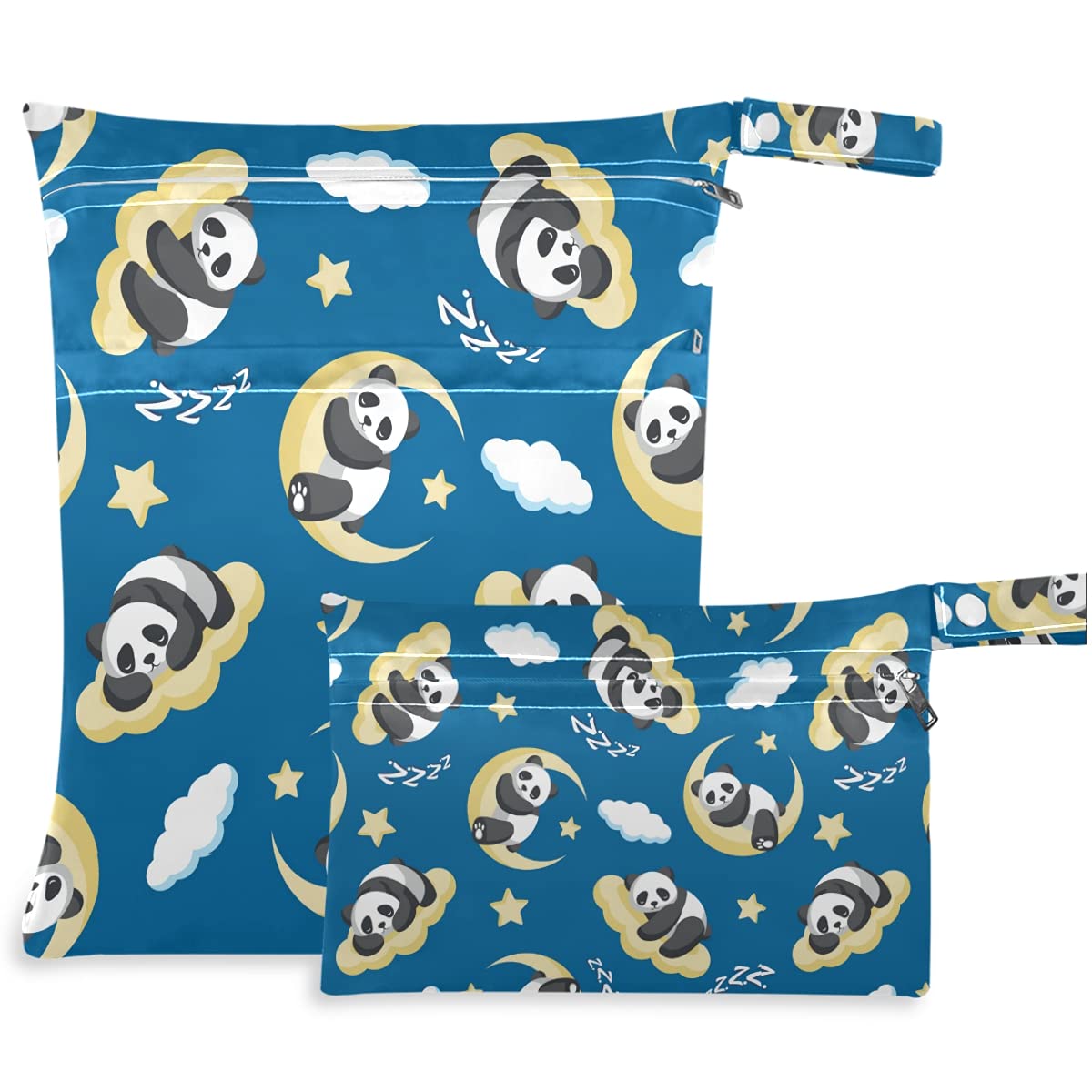 visesunny Panda Sleeping On Clouds Moon 2Pcs Wet Bag with Zippered Pockets Washable Reusable Roomy Diaper Bag for Travel,Beach,Daycare,Stroller,Diapers,Dirty Gym Clothes,Wet Swimsuits,Toiletries visesunny Panda Sleeping On Clouds Moon 2Pcs Wet Bag with Zippered Pockets Washable Reusable Roomy Diaper Bag for Travel,Beach,Daycare,Stroller,Diapers,Dirty Gym Clothes,Wet Swimsuits,Toiletries