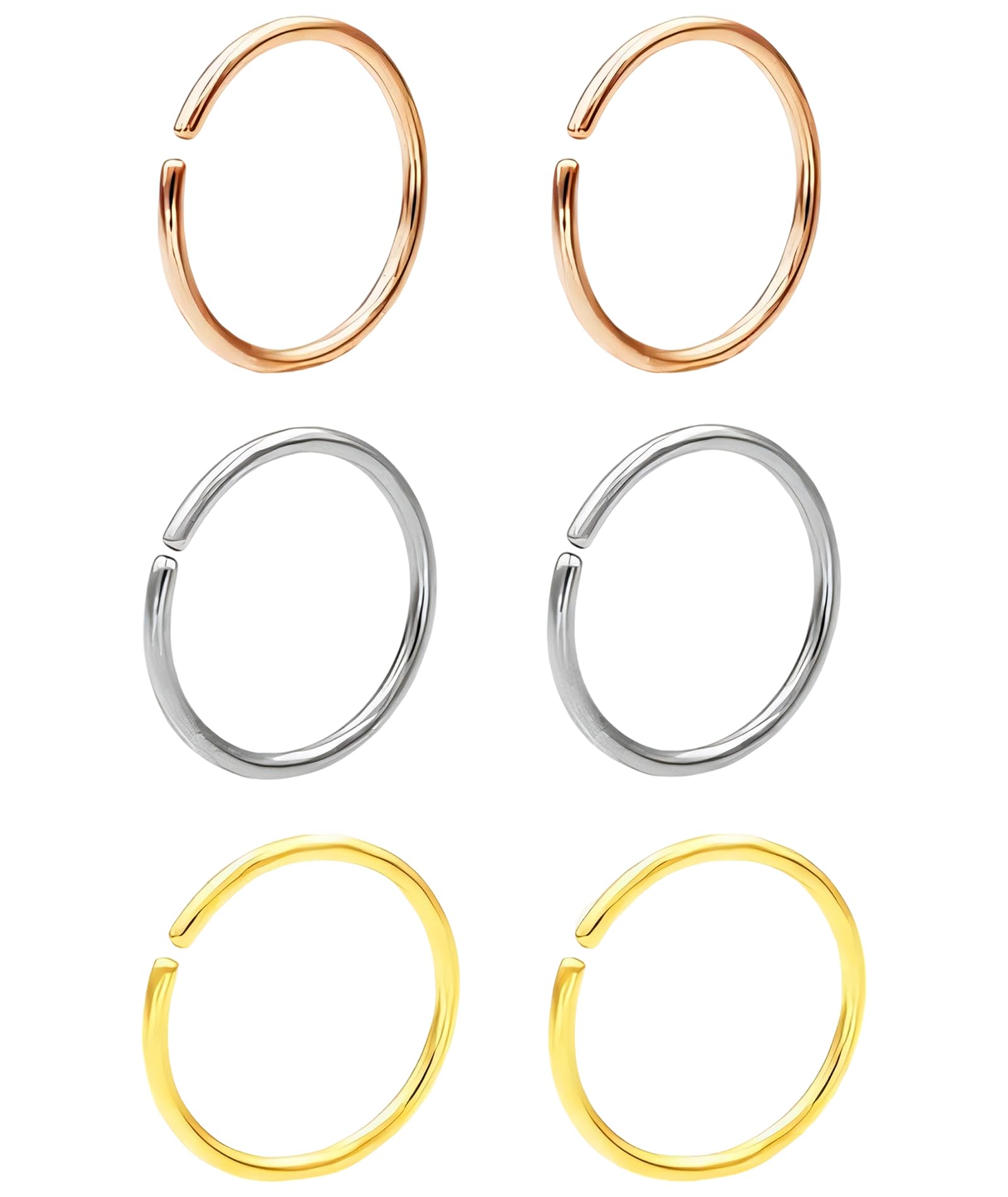 6 Pcs Nose Rings, Small Nose Ring for Women, Personalized Circular Opening Ring, Versatile Earrings, Non-Pierced Jewelry, Fashion Accessory