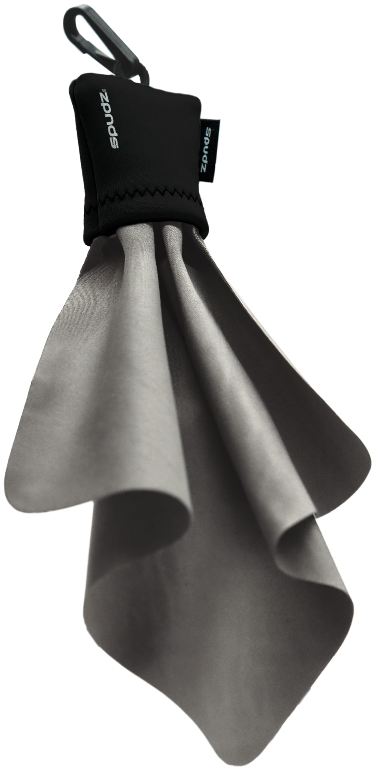 SPUDZ Classic Mikrofaser-Objektivreiniger – Clip-On-Beutel, waschbar, für Ferngläser, Brillen, Bildschirme | klassisch | schwarz, 25,4 x 25,4 cm (2er-Pack)