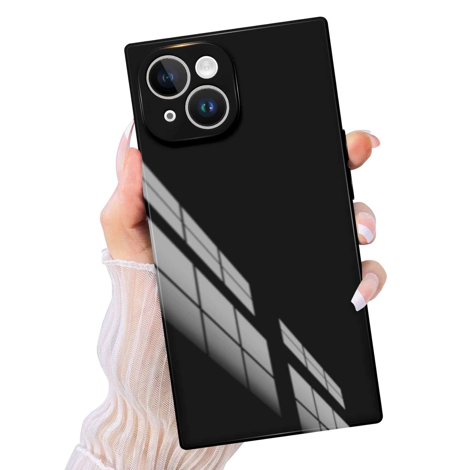 PSIOXY Compatible with iPhone 15 Case Rectangle for Women Men, Soft TPU Shockproof Full Lens Protection, Works with Magnetic Wireless Charging Cover