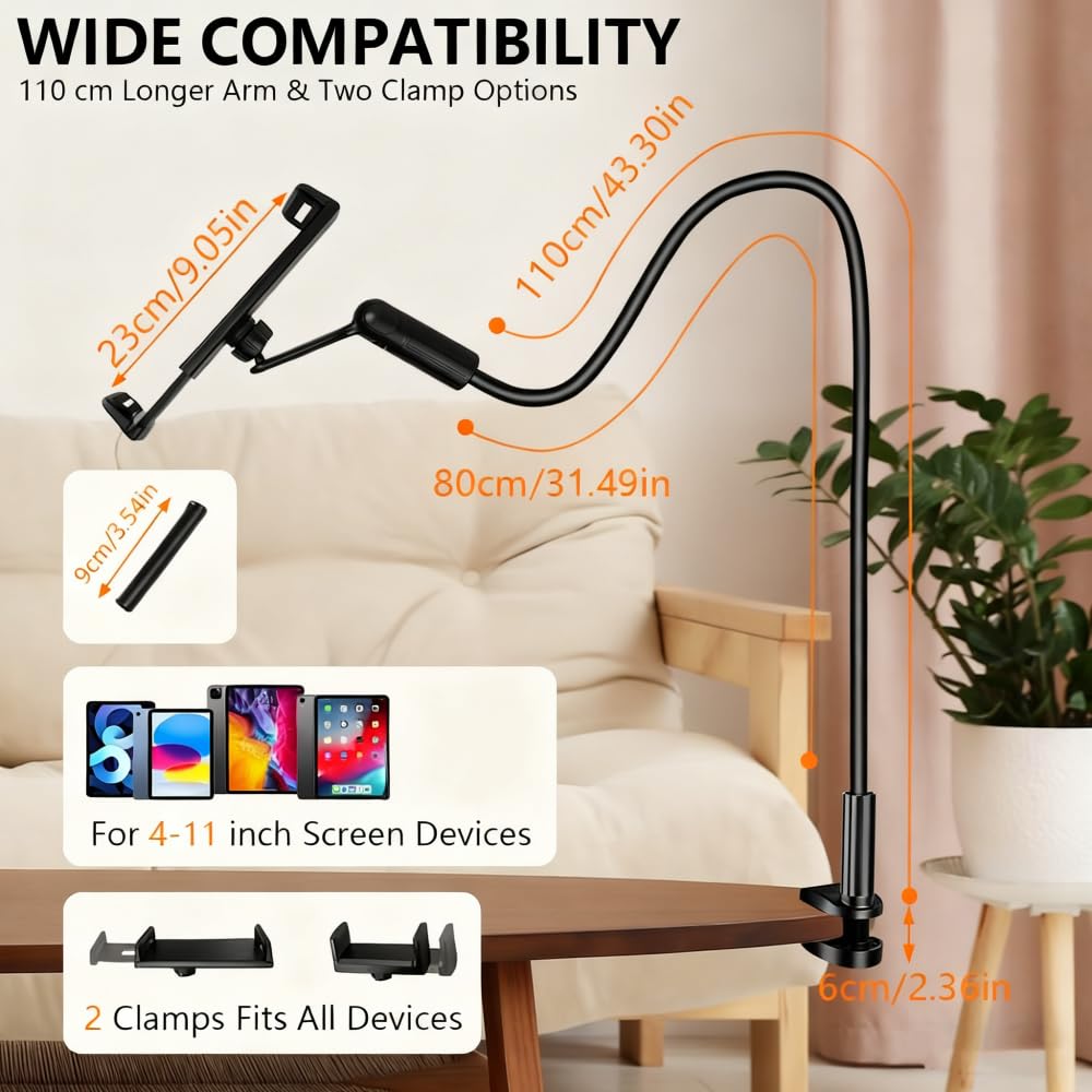 flintronic Porta Cellulare da Collo, Collo Oca Supporto Regolabile, Supporto Cellulare con 2 clip, Supporto Telefono, Universale Stand per iPhone, Switch, Samsung, Dispositivi da 4-12”, 80cm