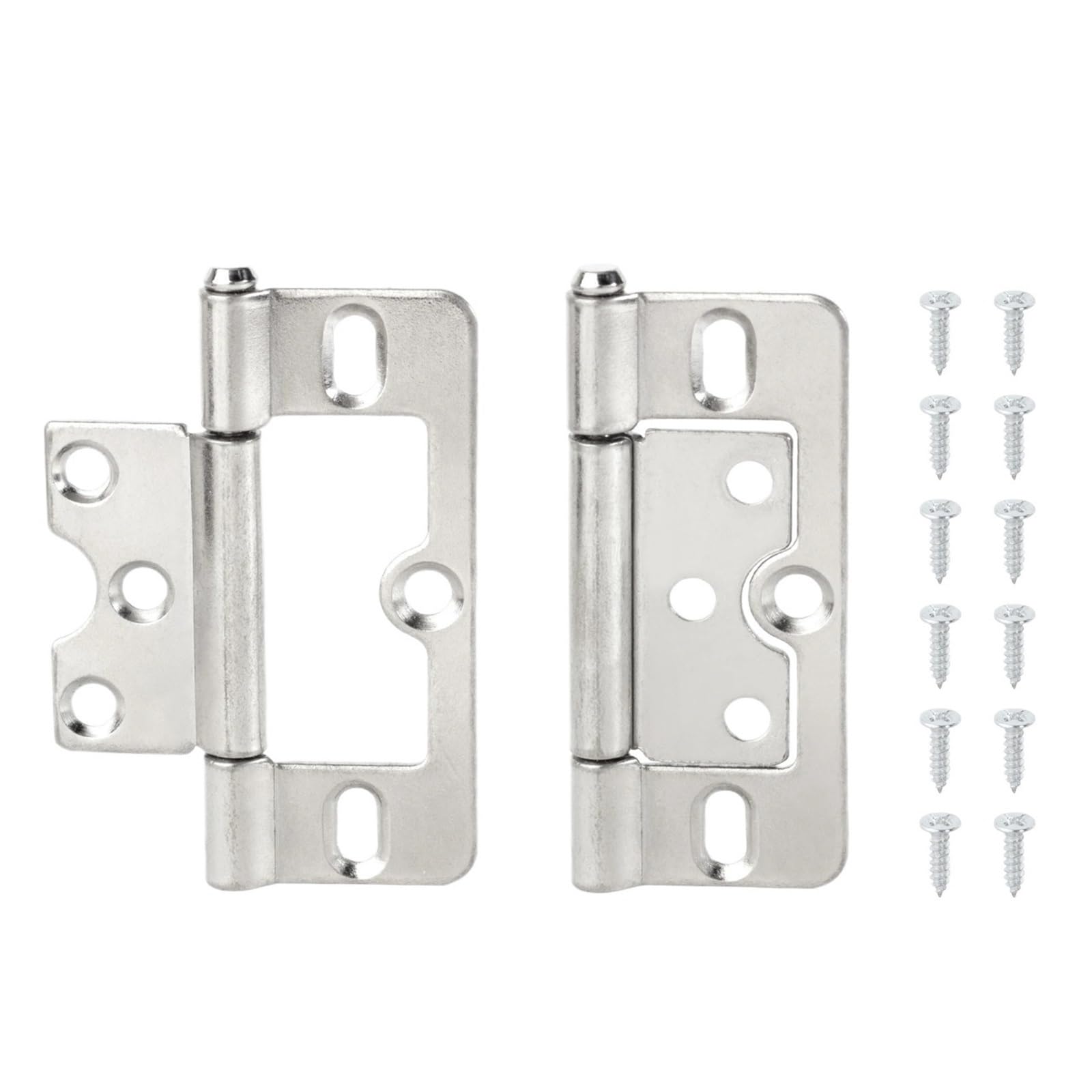 Lsnnmu Silver 4Pcs Metal Door Hinges Cabinet Doors Windows Wooden Box Flat Hinge Home Furniture Hardware Accessories For Door(Silver)