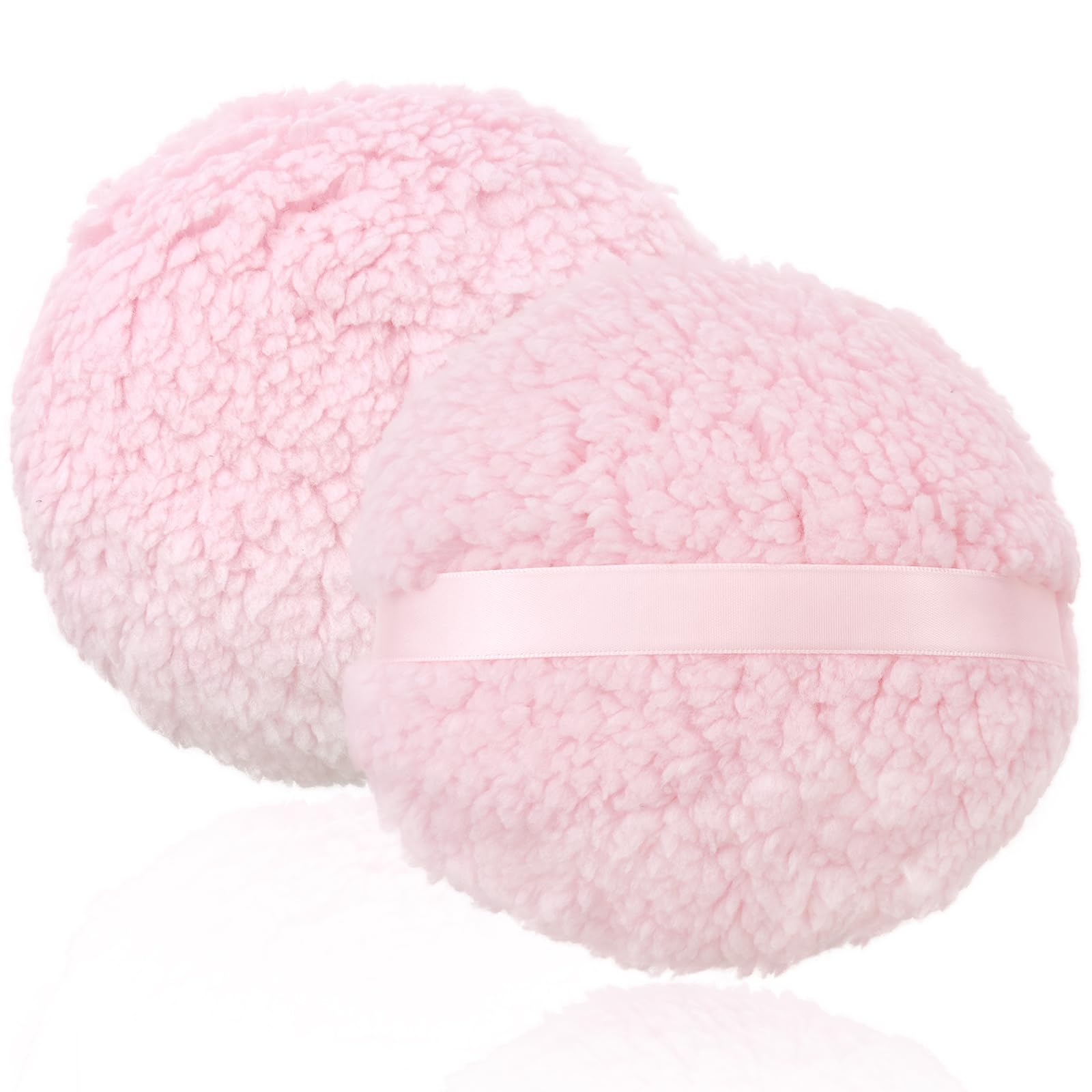 2PCS 6 inch Large Powder Puff,Velvet Dust Puff Ultra Soft Washable Large Round Velour Powder Puff