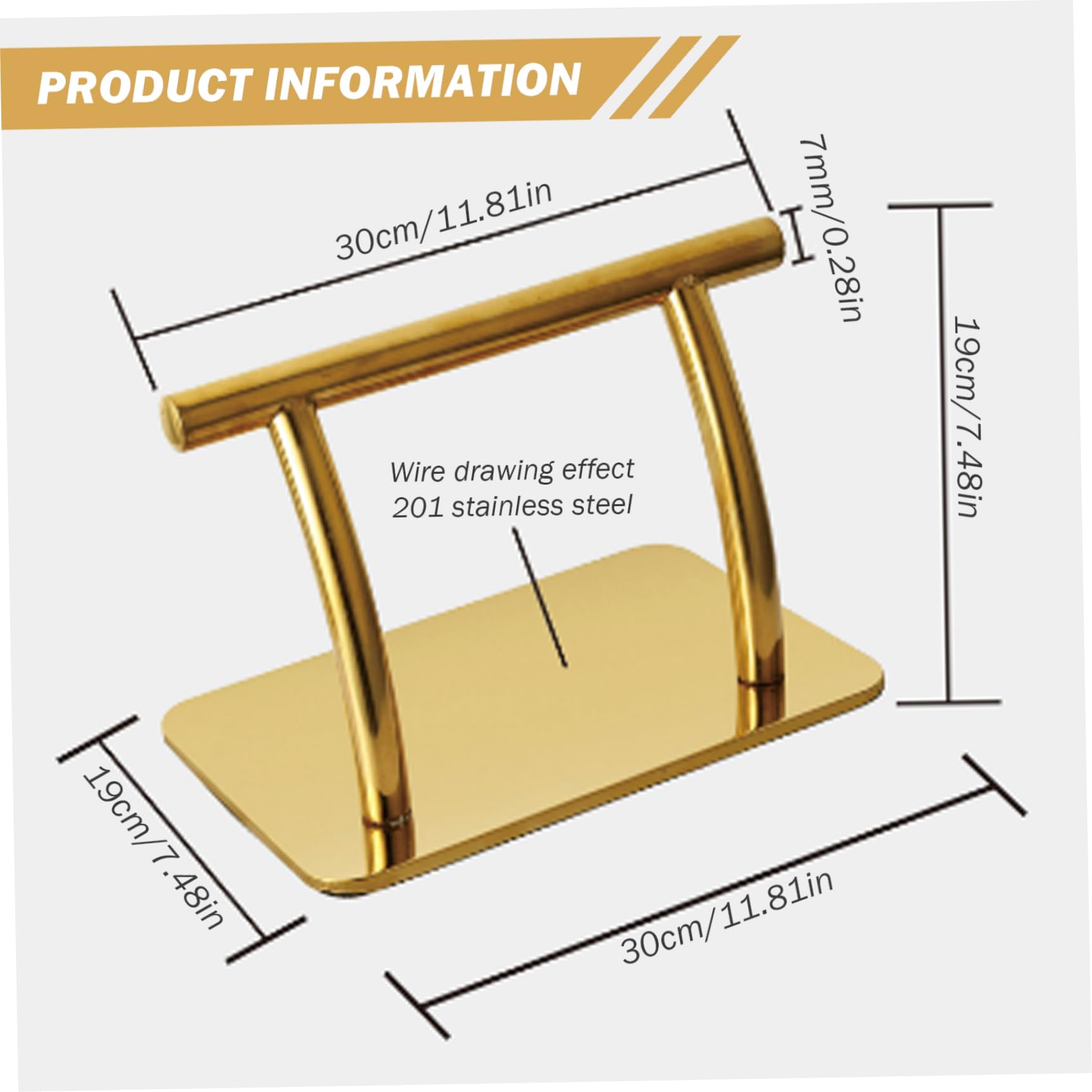 Tableau de Coiffure Resier de Pied 12x7,5x7,5 Pouces Gold Salon en Acier Inoxydable Chaise de Berceau de Remplacement Poli en Or