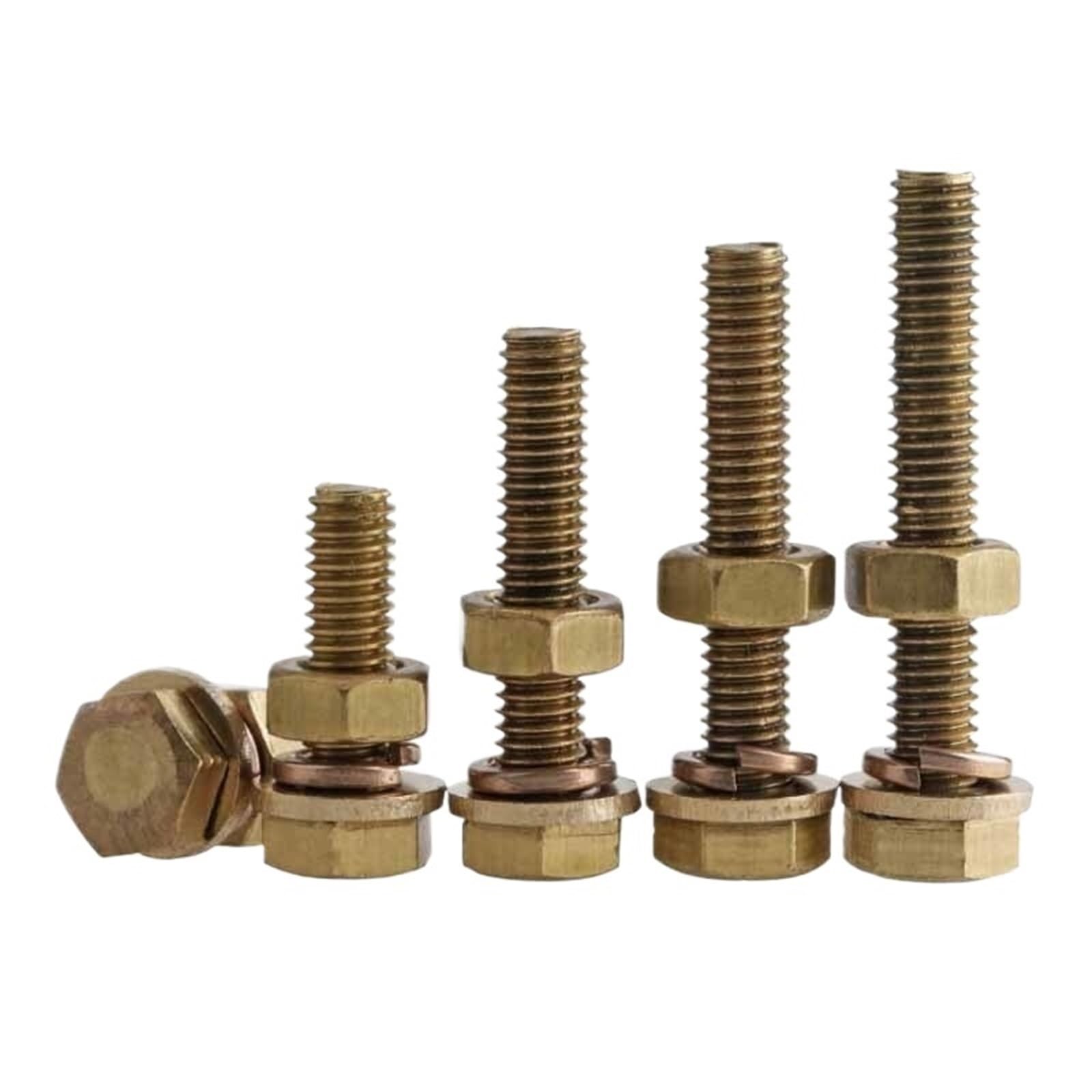 MUHUO Flanged hexagon bolt, Brass Outer Hexagon Bolt Screw Nut Flat Pad Set Extended M10 M12 1PCS(45mm,M12)