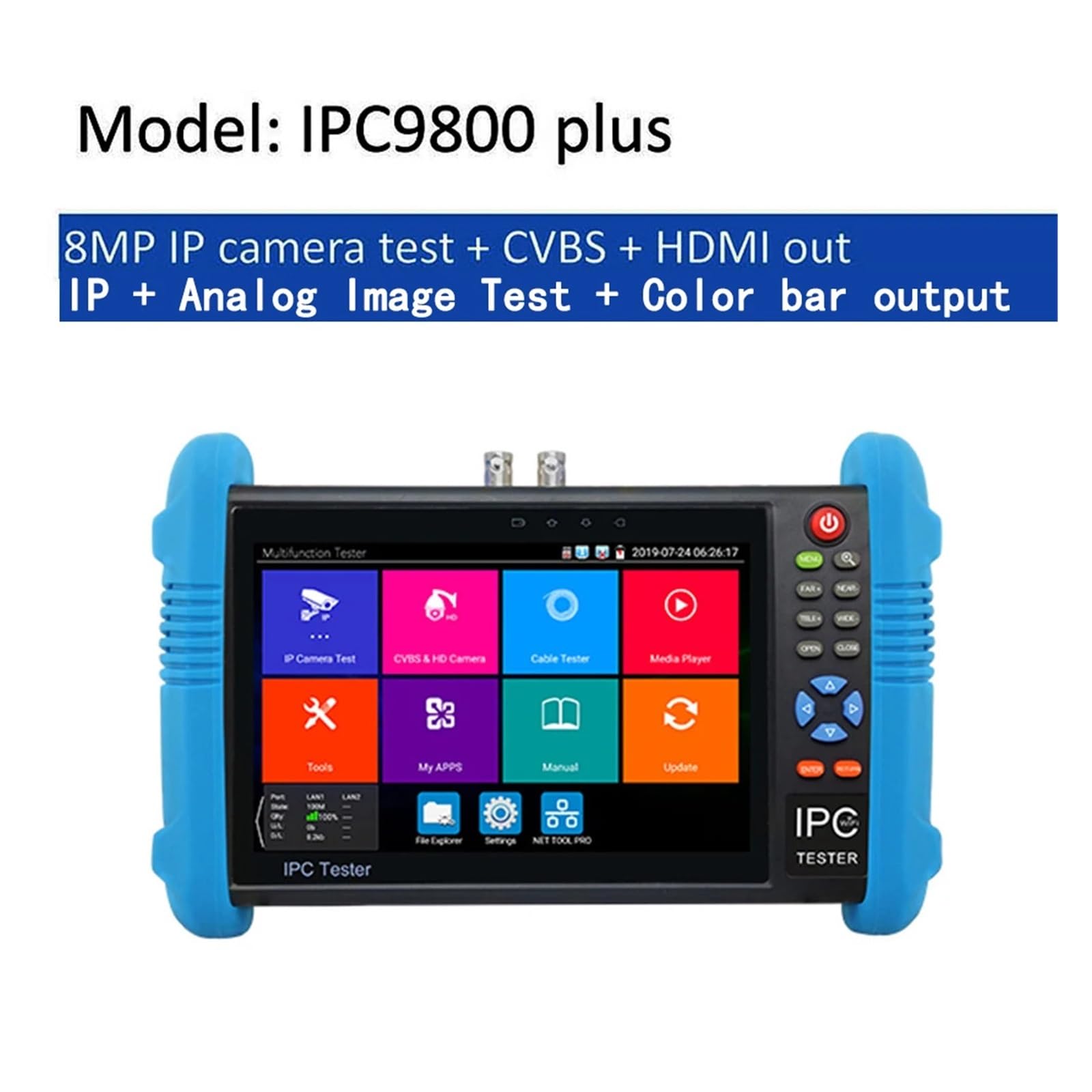 Tester CCTV, 9800 Movtadhs Plus Tester Monitora Poe Tester Kabli Sieciowych Monitor Testowy Cctv Rj45 Tester Cftv Kamera Monitorująca Tester IP,Lekki(IPC-9800PLUS)