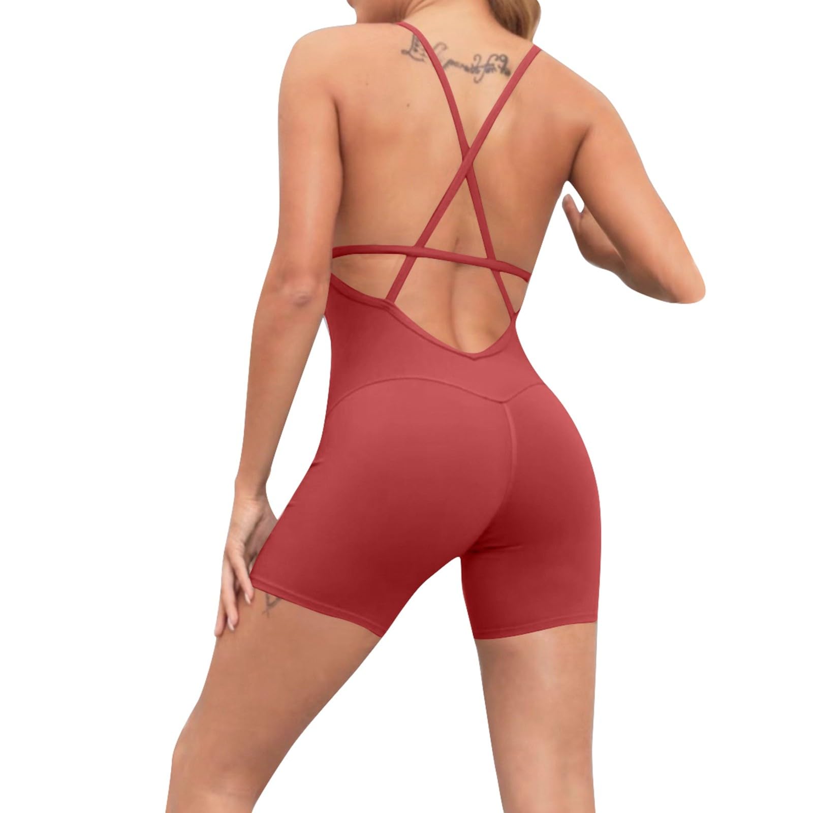 Générique Combinaison Yoga Femme Haute Hanches Galbées Dos Sans Manches Unie Sport Fitness