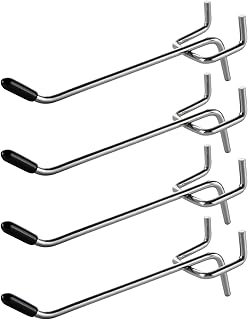 100 PCS Pegboard Hooks fits 1/8” Pegboard, 4 Inch Metal Peg Board Hooks,1/8 inch Dia Peg Board Pegboard Shelving Hooks with Rubber Tipped for Garage, Retail Shop, Kitchen, Garden Tool Organizer