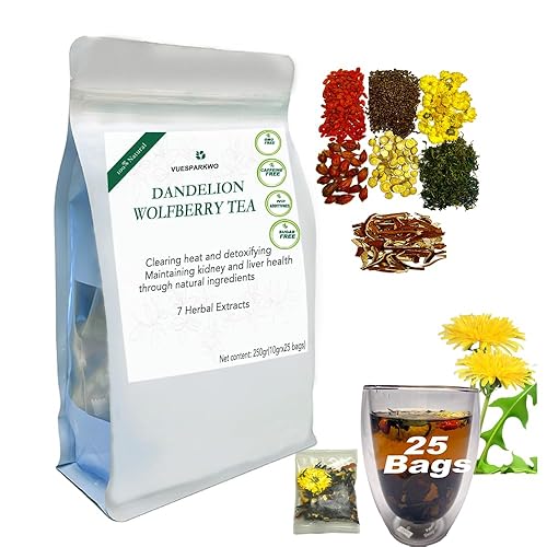 Té para la salud del riñón y el hígado de Wolfberry de diente de león, siete ingredientes herbarios de mezcla natural, té de semillas de cassia de
