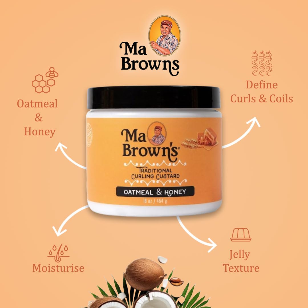 Ma Browns Oatmeal and Honey Curling Custard for Defined Curly Hair 16 oz, 454g, Jar Define curls naturally - Image 4