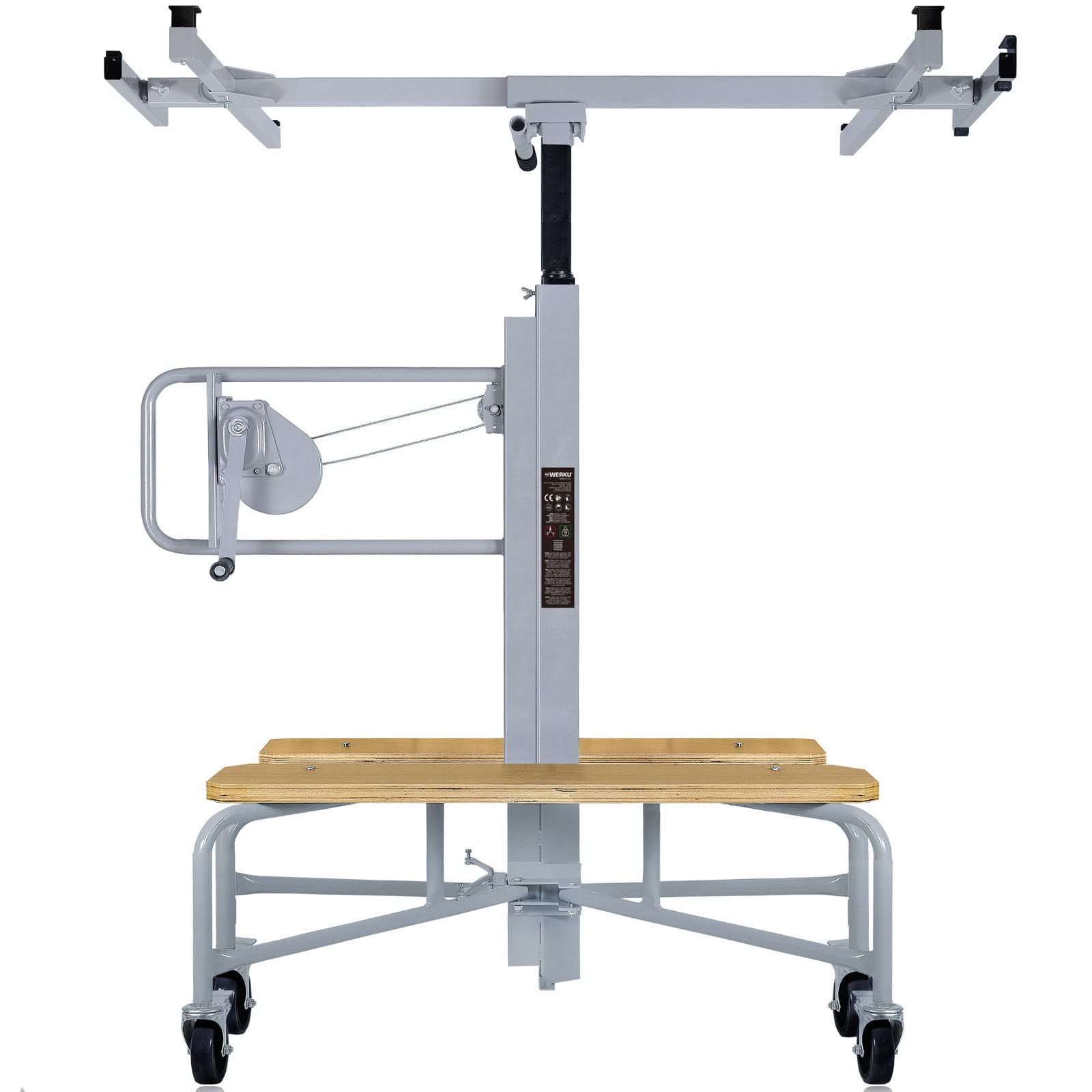 Werku WK602160, Élevateur Panneaux-Plaques Horizontal-Vertical, Qualité Professionnelle, Normes EN14194 et EN ISO 12100, Charge Max 75 kg, Hauteur Max 4 m