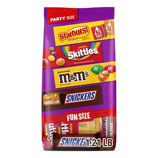 M&M'S Peanut, SNICKERS, STARBURST & SKITTLES Fun Size Assorted Candy Variety Pack, 19.44 oz Bulk Candy Bag
