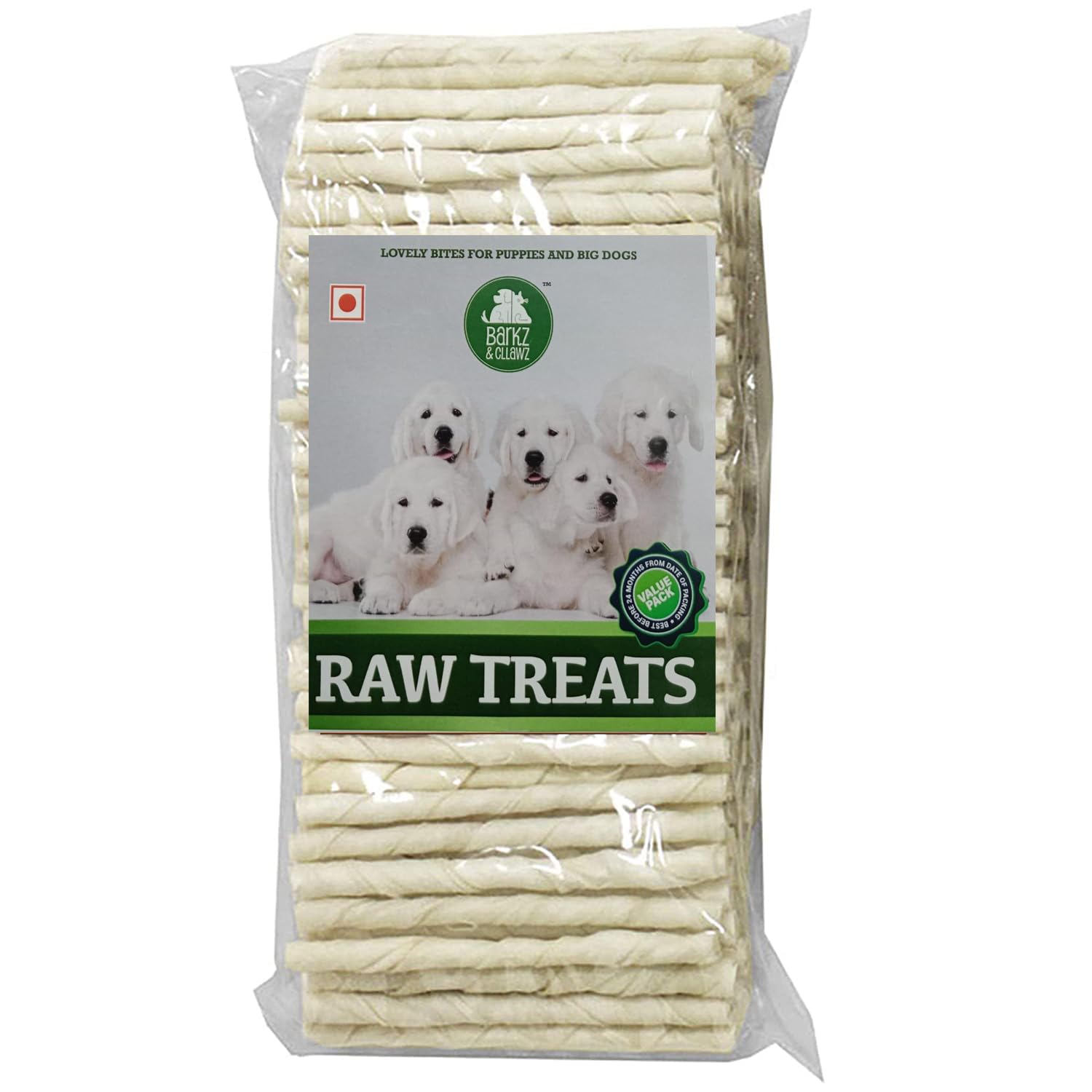 BARKZ & CLLAWZ Adult Natural Twisted Rawhide Chew Sticks for Dogs (450 g) | High Protein, Easily Digestible Chews for Healthy Teeth & Long-Lasting Enjoyment