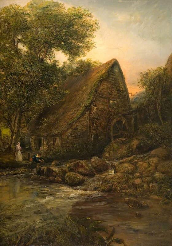 Tableau la roue du vieux moulin Henry Mark Anthony - Impression d'art sur toile 60x90cm
