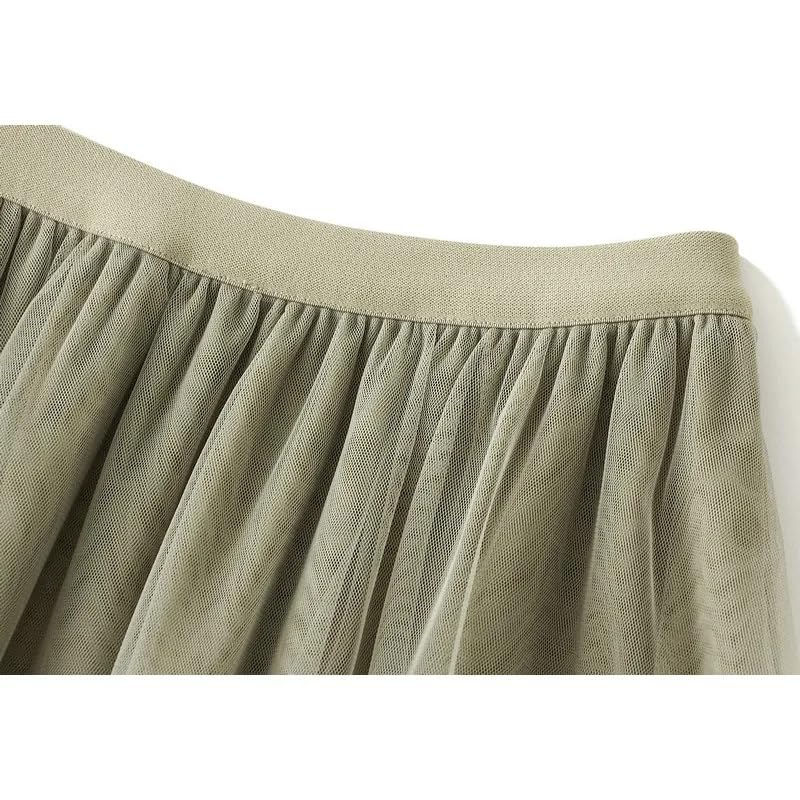 Fashion Tulle Pleated Long Skirts for Women High Waist Ruffle Patchwork A-Line Cake Skirt3