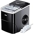 Silonn Ice Maker Countertop, 9 Cubes Ready in 6 Mins 26lbs in 24Hrs, Self-Cleaning Ice Machine with Ice Scoop and Basket, 2 Sizes of Bullet Ice for Home Kitchen Office Bar Party, Black