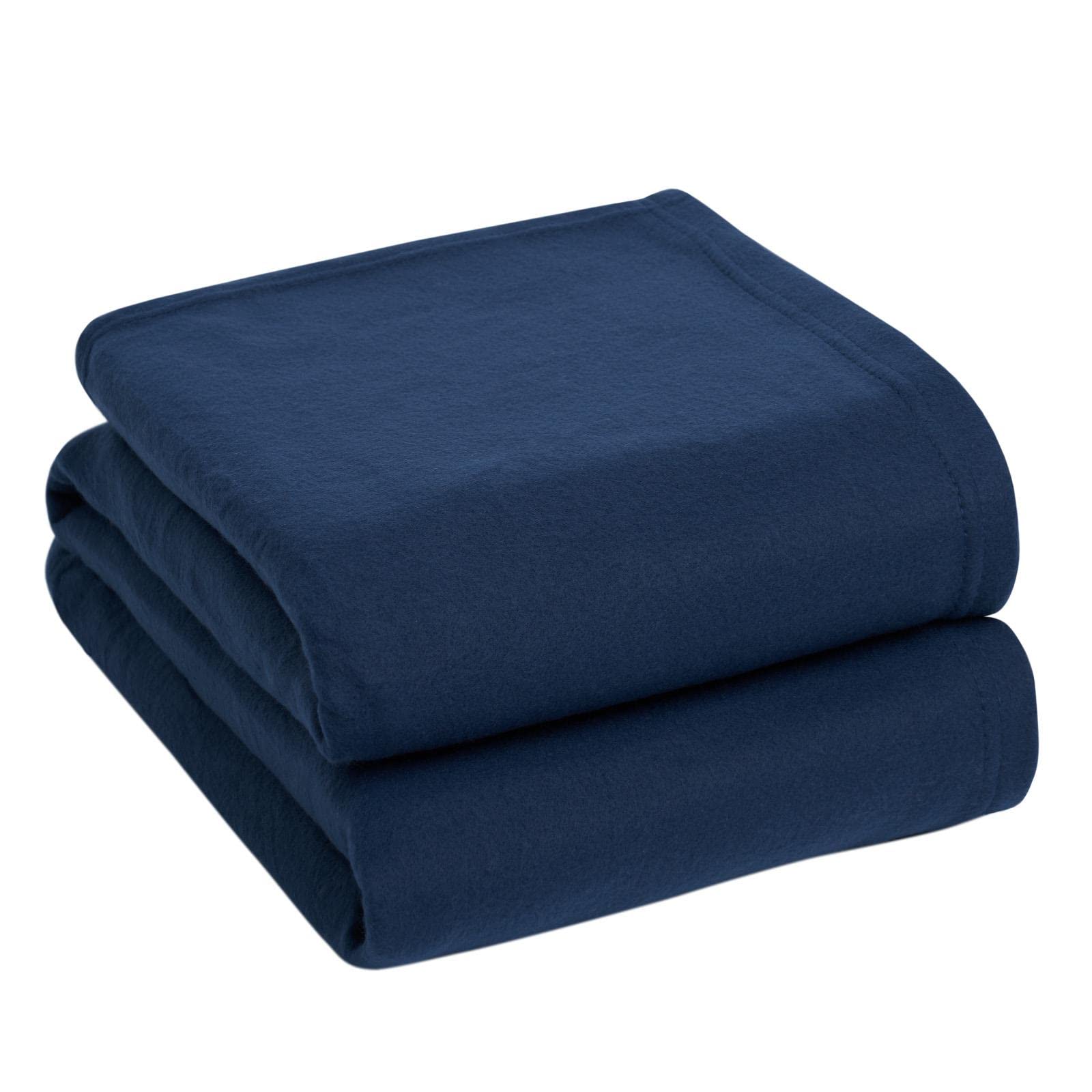 Dreamscene Navy Blue Throw for Sofa, Super Soft Warm Cosy Fleece Throw Blanket for Bed Lightweight Fluffy Single Bedspread Polar Fleece Blanket, 120 x 150cm