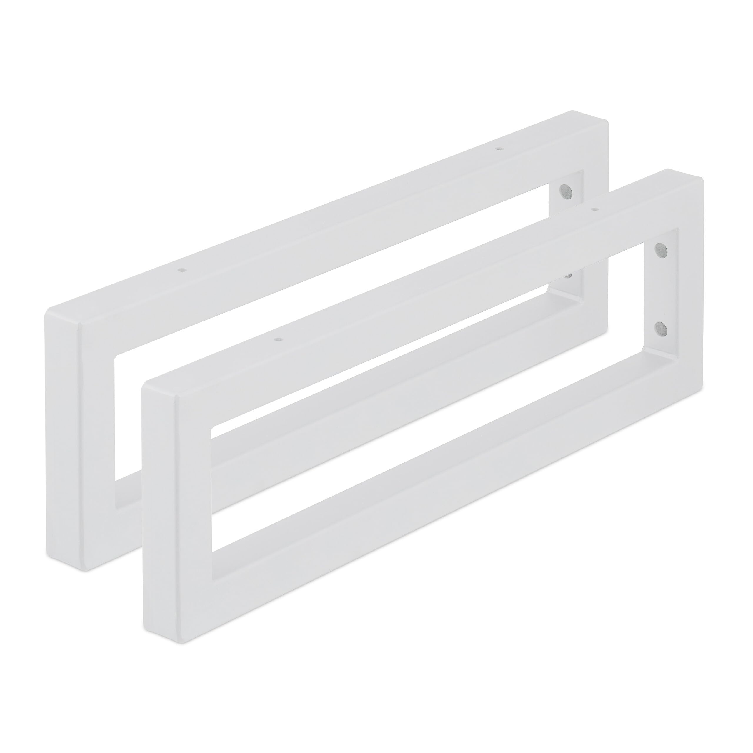 Relaxdays Lot Pratique de 2 Supports rectangulaires pour étagères murales, en Acier Robuste, 50 cm, Blanc