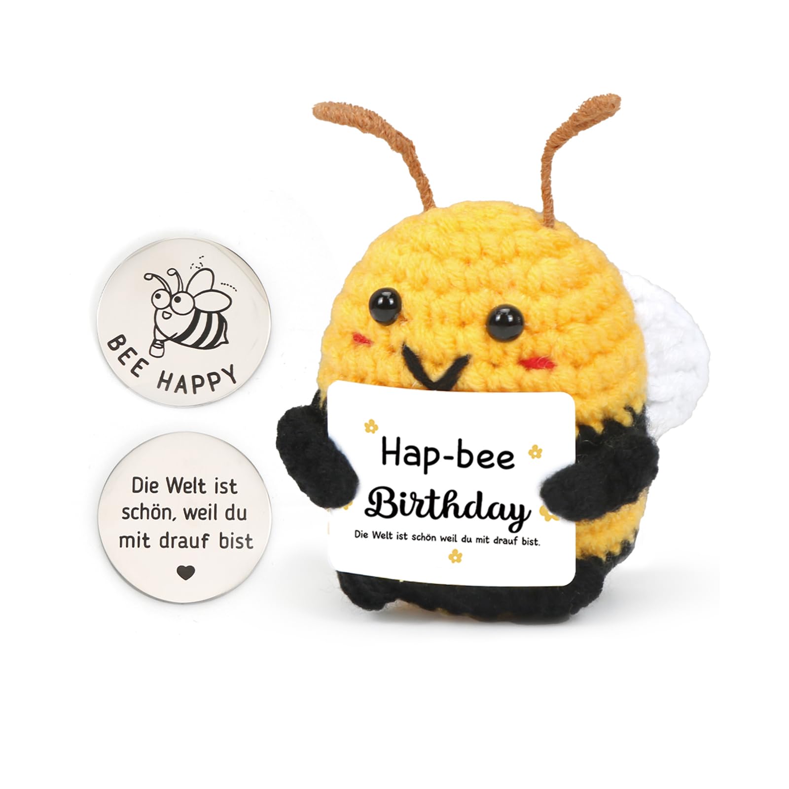 HUKUMA Positive Biene Geburtstagsgeschenk,Pocket Hug Bee Geschenke,Handgemachte Biene Glücksbringer,Emotional Support Mutmacher Geschenk,Lustige Geschenke für Frauen, Freundin, Freund, Kollegen,Mama