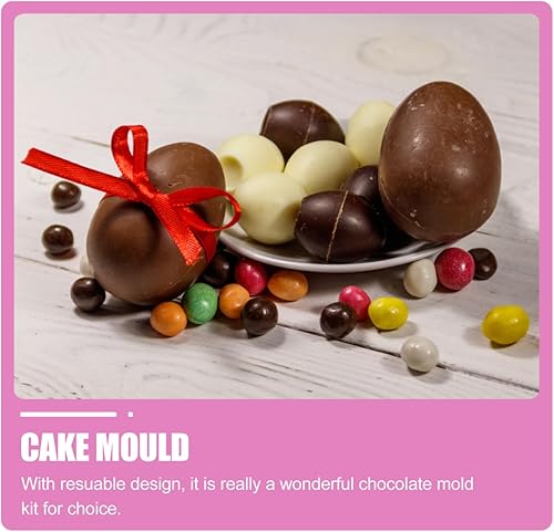 Miniatura 2 de Amosfun Molde de silicona para hornear pastel de 8 cavidades con forma de huevo de Pascua para cocinar bricolaje, perfecto para magdalenas y