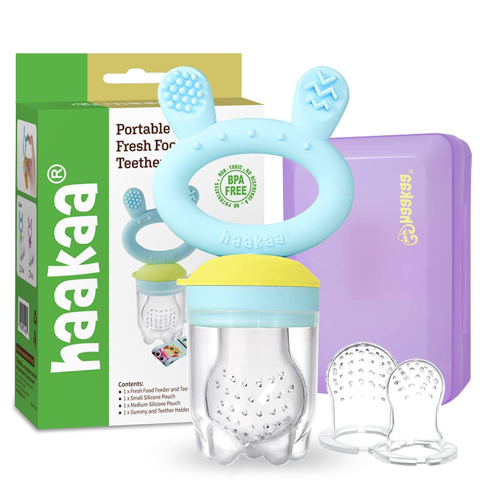 Buy Baby Fruit Food Feeder Pacifier Haakaa Silicone Feeder And Teether For Infant Safely Self Feeding Bpa Free Teething Relief Toy With Teether Clip Travel Case Blue Online In Italy B0836xkl7y