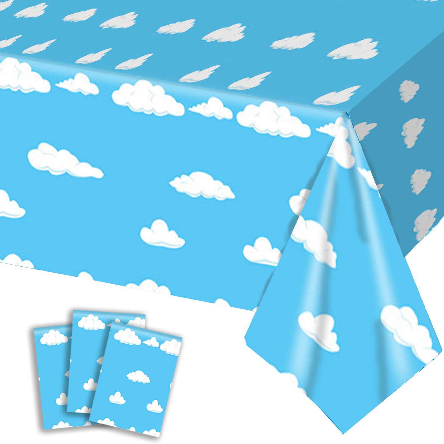 Aperturee Paper Airplanes Light Blue Sky Baby Shower Tablecloth