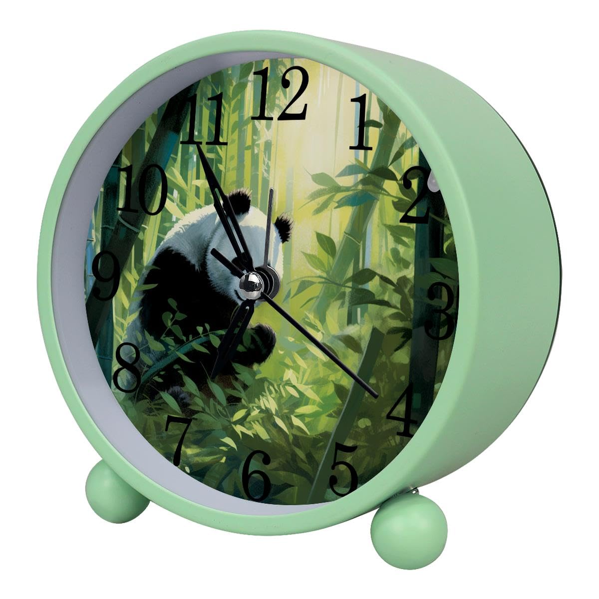 Luoweisi Alarm Clock Cute Panda, Silent Non-Ticking with Night Light