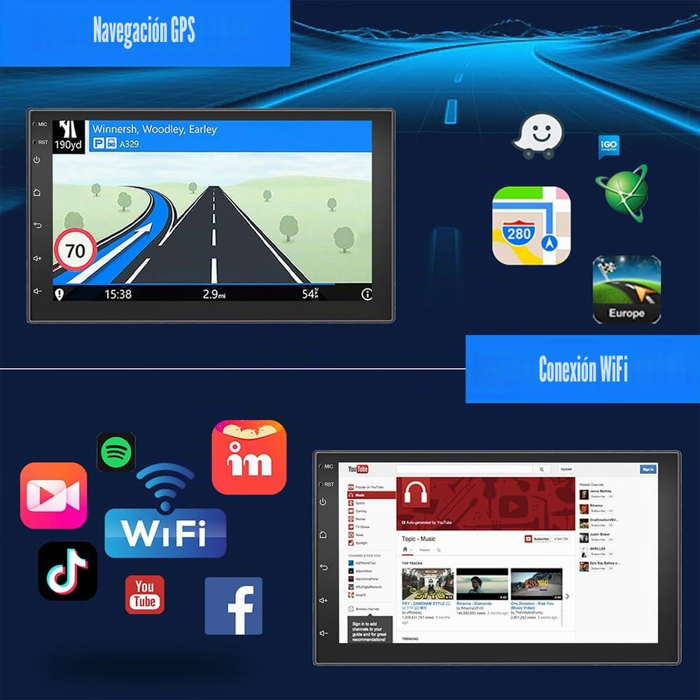 2+64G Radio Doble DIN para Ford Ka 2008-2014 con Pantalla Bluetooth, Radio para Coche con Pantalla táctil IPS de 9 Pulgadas Carplay inalámbrico Android, WiFi cámara de Marcha atrás FM/RDS Mirror Link