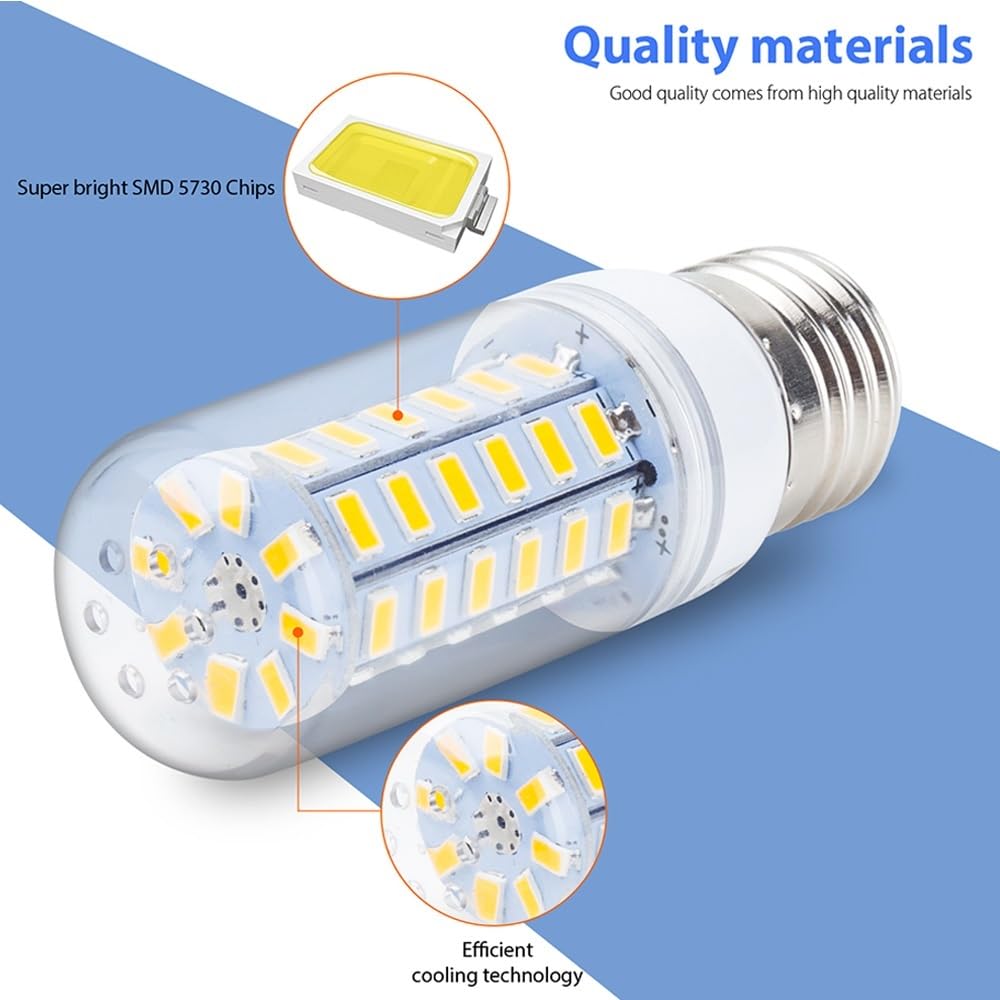 HHF Iluminación del hogar, Paquete de 20 bombillas LED de maíz AC220V E14/E27/B22/G9/GU10 5730SMD lámpara blanca fría y cálida(Cool White E27,5W)