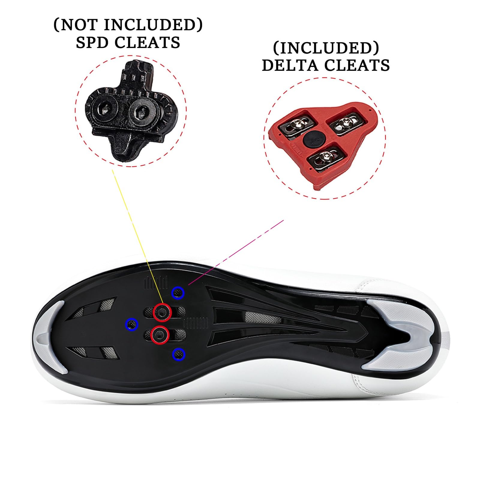 JiuQing Zapatillas Ciclismo Hombre Mujer con Calas Delta Compatibles con Peloton KEO SPD para Bicicleta Indoor Exterior Y De Carretera