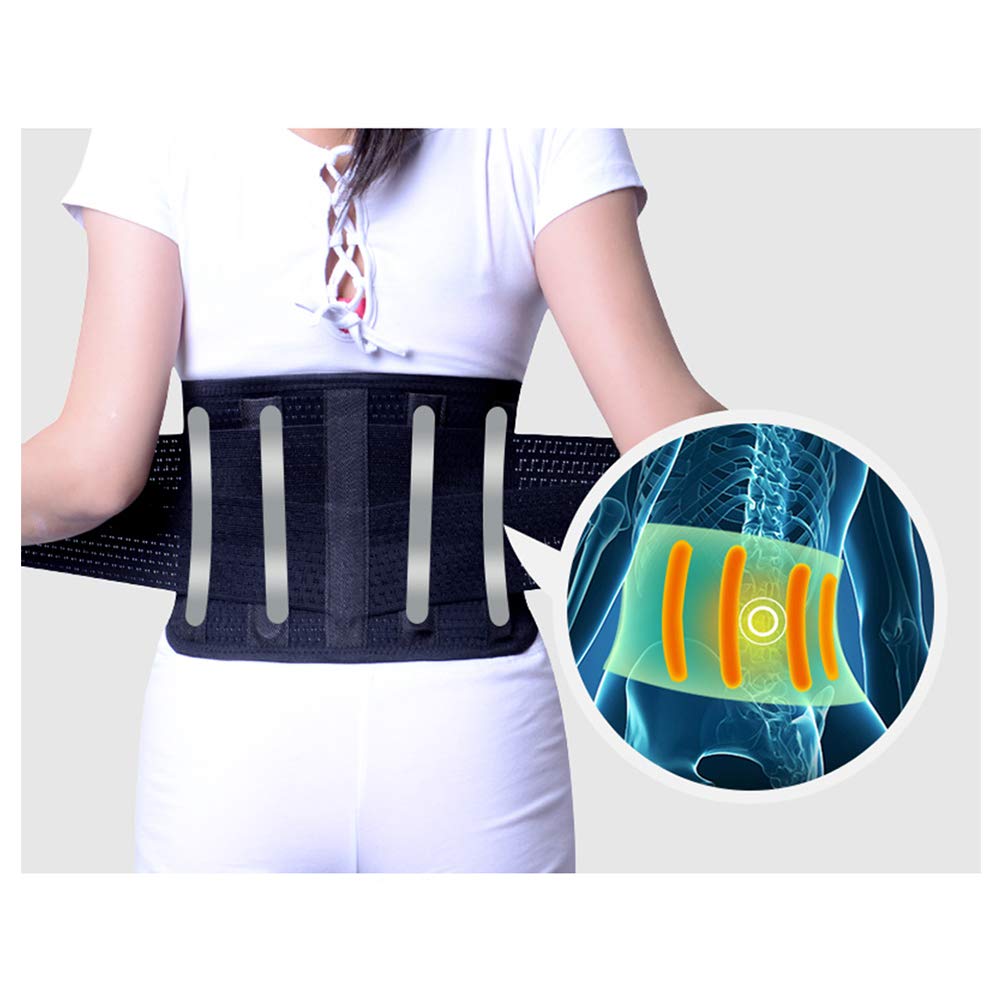Cinturón de Soporte Lumbar, Correa de Cintura Lumbar, Faja Lumbar para Espalda para Hombres y Mujer, Aliviar el Dolor y Prevenir Lesiones,Negro,XL
