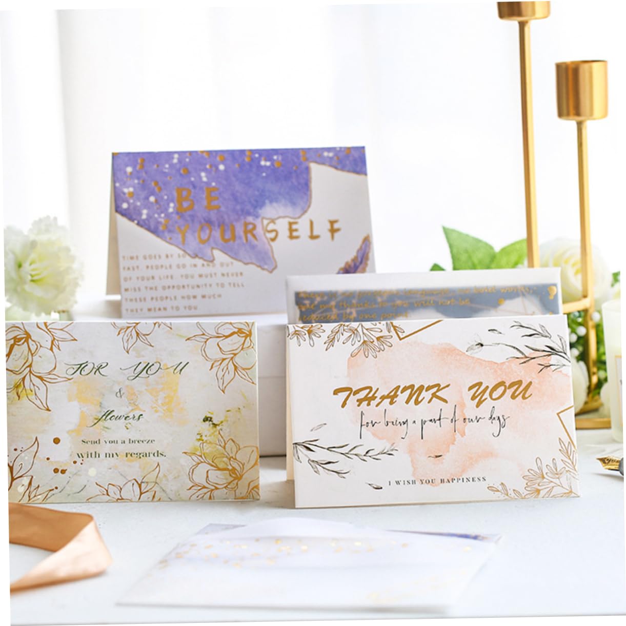 Tofficu 72ensembles Cartes De Vœux Dorées Avec Enveloppes Cartes De Félicitations Pour Anniversaires Mariages Et Festivals Plusieurs styles