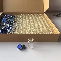 LabZhang 100 Pack 10ml Clear Glass Headspace Vials with Aluminum Flip-Off Caps & Rubber Stoppers - Lab Grade Borosilicate