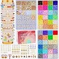 Kit Perline per Braccialetti, 10800 Pezzi Set per Fare Bigiotteria fai da te, 48 Colori Lettere Piatte Colorate per Collane, Bambina e Adulti