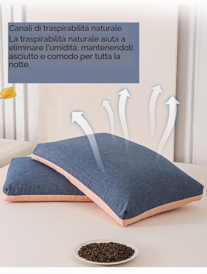 Cuscini Giapponesi in Grano Saraceno, Morbidi e Comodi Cuscini con Grano Saraceno (Blu, 58,4 x 35,6 cm)