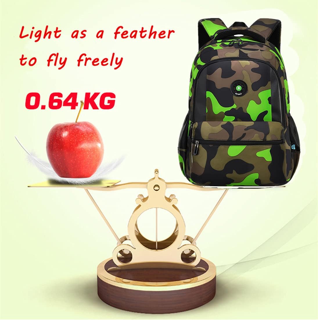 Ladyzone Camo School Backpack Lunch Box Set Lightweight Schoolbag Travel Camp Outdoor Daypack