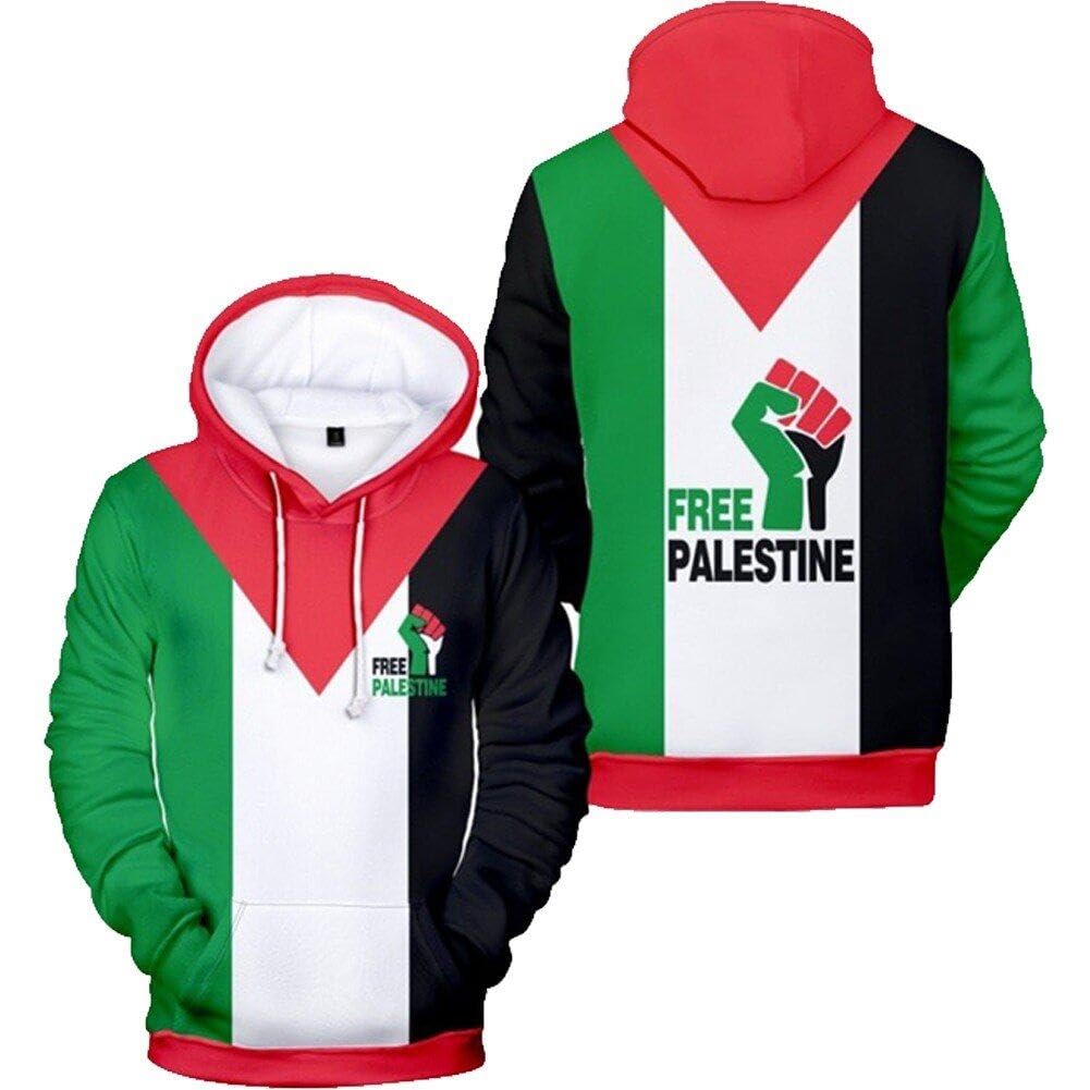 Luxylei Palestine Flag Hoodie Men Women Free Palestine Pullover Sweatshirt Long Sleeves Hoodie Sweatshirts for Adult Causal Fashion
