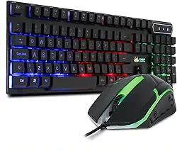 Kit Teclado Semi Mecânico Gamer Led Rgb Multimídia Mouse Laser 3 Botões Usb 2.0 Pc Computador Notebook Mac