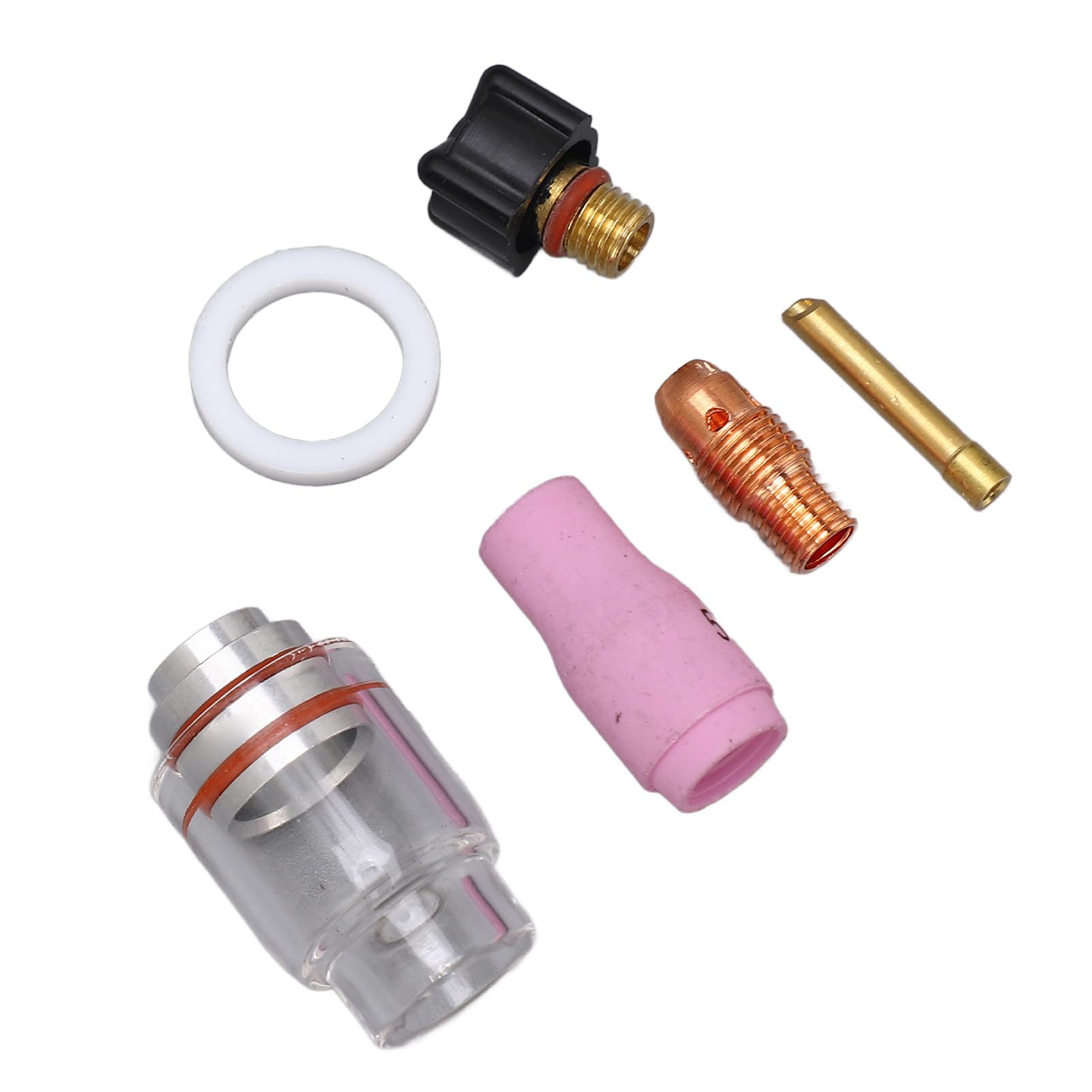 Tig Torch Nozzle Gas Lens, 6Pcs Tig Torch Glass Cup Kit 5# Porcelain Nozzle Gas Lens 2.4mm Electrode Glass Anti, Tig Welding Equipment