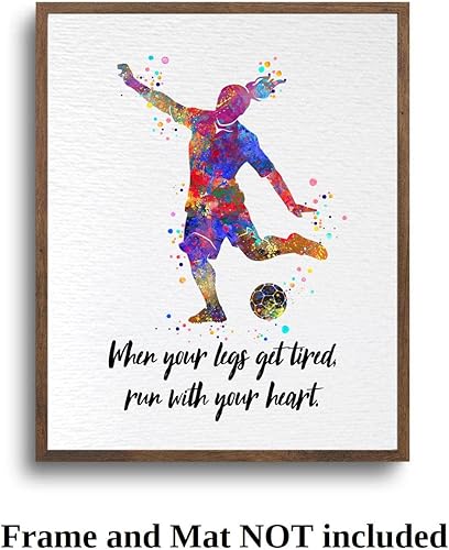 Miniatura 8 de Dignovel Studios DN731 DN731 - Póster de 11 x 14 sin marco para niña de fútbol con cita inspiradora, impresión artística de acuarela, decoración de