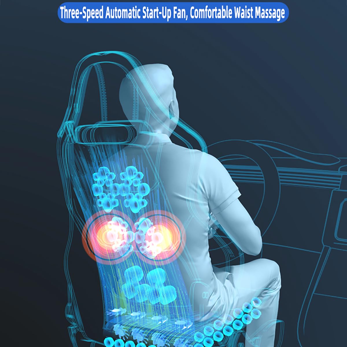2023 Cojín de Asiento de refrigeración con purificación de Aire, sensación Corporal cómoda a 15 °C, Masaje de vibración Inteligente, 3 velocidades, protección contra sobrecalentamiento-Red
