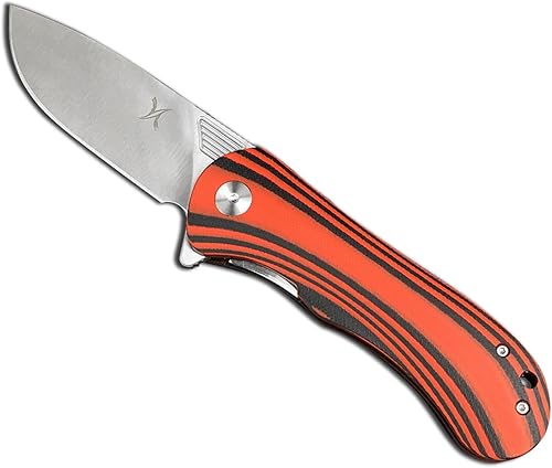 HUAAO Cuchillo plegable de bolsillo para acampar de 8.3 pulgadas, cuchillo abierto asistido con aleta frontal, mango 8Cr13Mov Blade G10, cuchillo