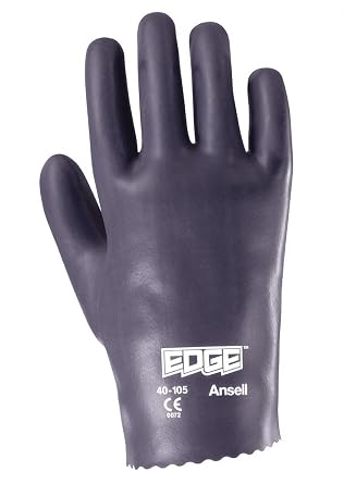 Ansell 401059 Edge 40-105 Nitrile Coated Slip-On Safety Gloves, 10" Length, 4.5" Width, 0.5" Height, Size 9, Gray Pack of 12