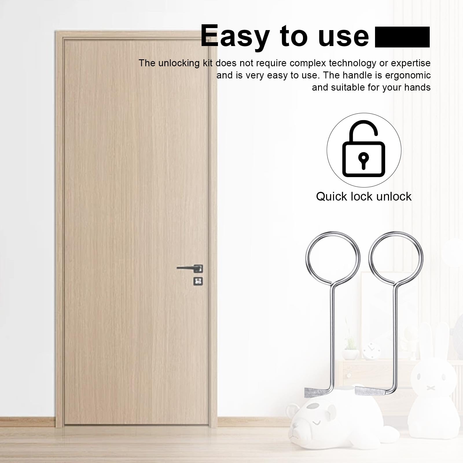 Chiave Universale per Serrature, 2 Pezzi in Acciaio Inossidabile Chiave Passepartout Universale, 2 Specifiche, Portatile Chiave Apriporta Universale, Argento, per Aprire Porte Stanze e Bagno