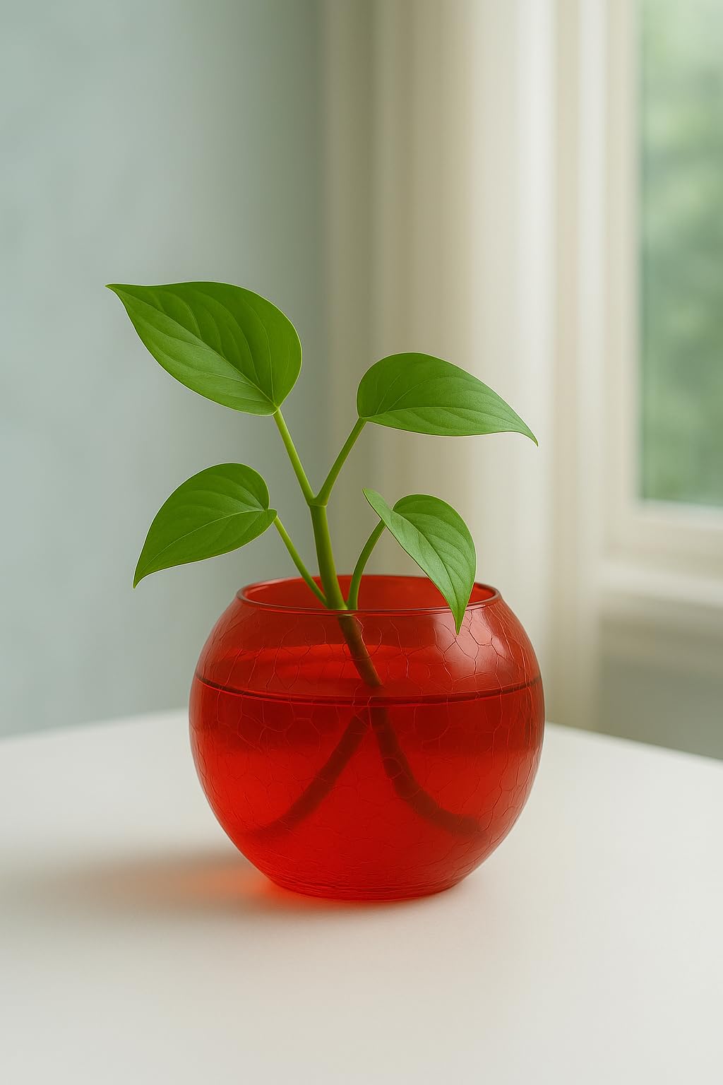 Vijyas Crackle Glass Flower Vase – 5 Inch Decorative Tabletop Vase, Elegant Home Décor Accent for Living Room, Office, or Gift – Pack of 1 (Red)-image-25