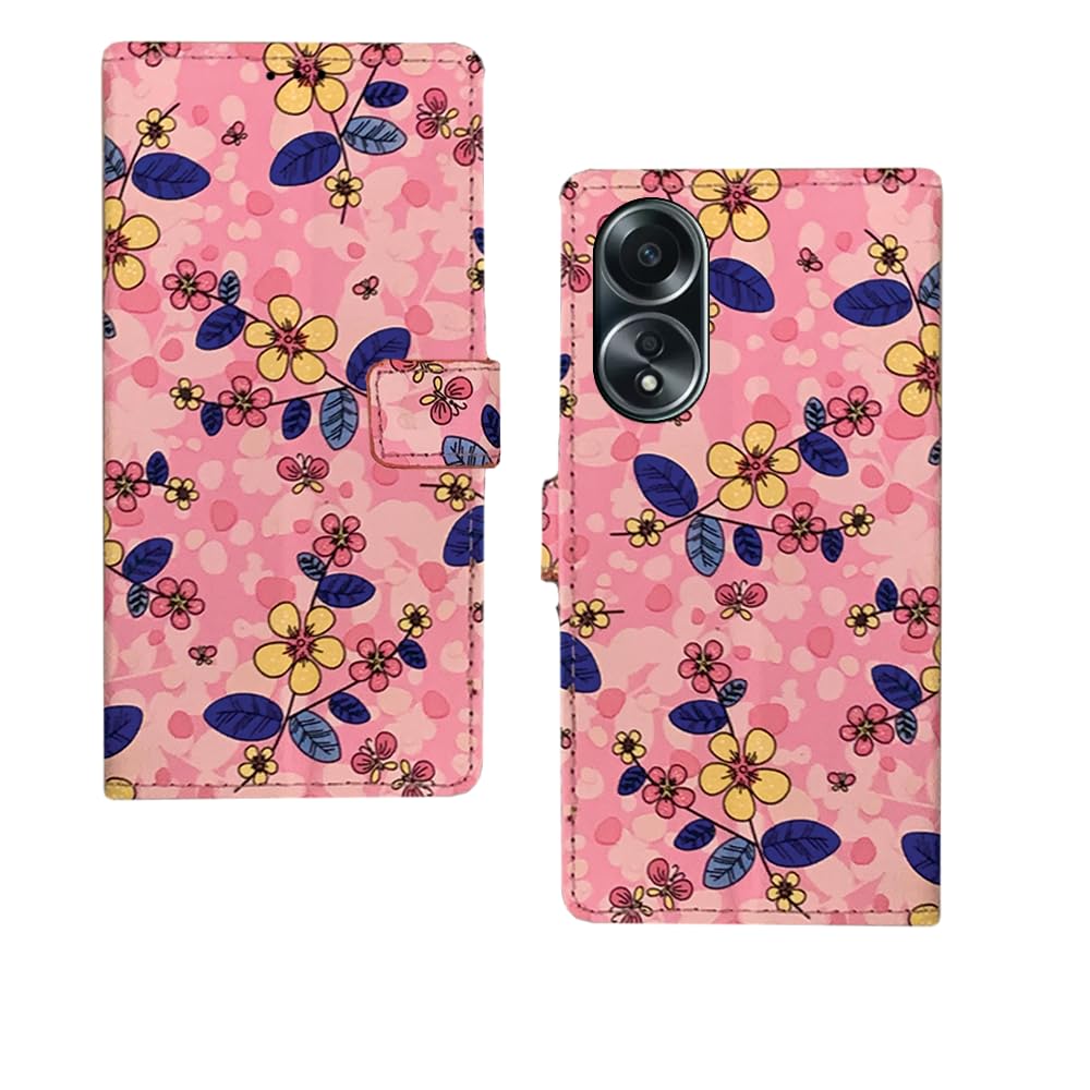 Pinaaki Enterprises Oppo A58 4G Flip Cover | Premium Leather Finish Flip Cover |Designer Printed Flip Cover for Oppo A58 4G - Pink Flowers (B0CGKSK2K4) Amazon Price History, Amazon Price Tracker